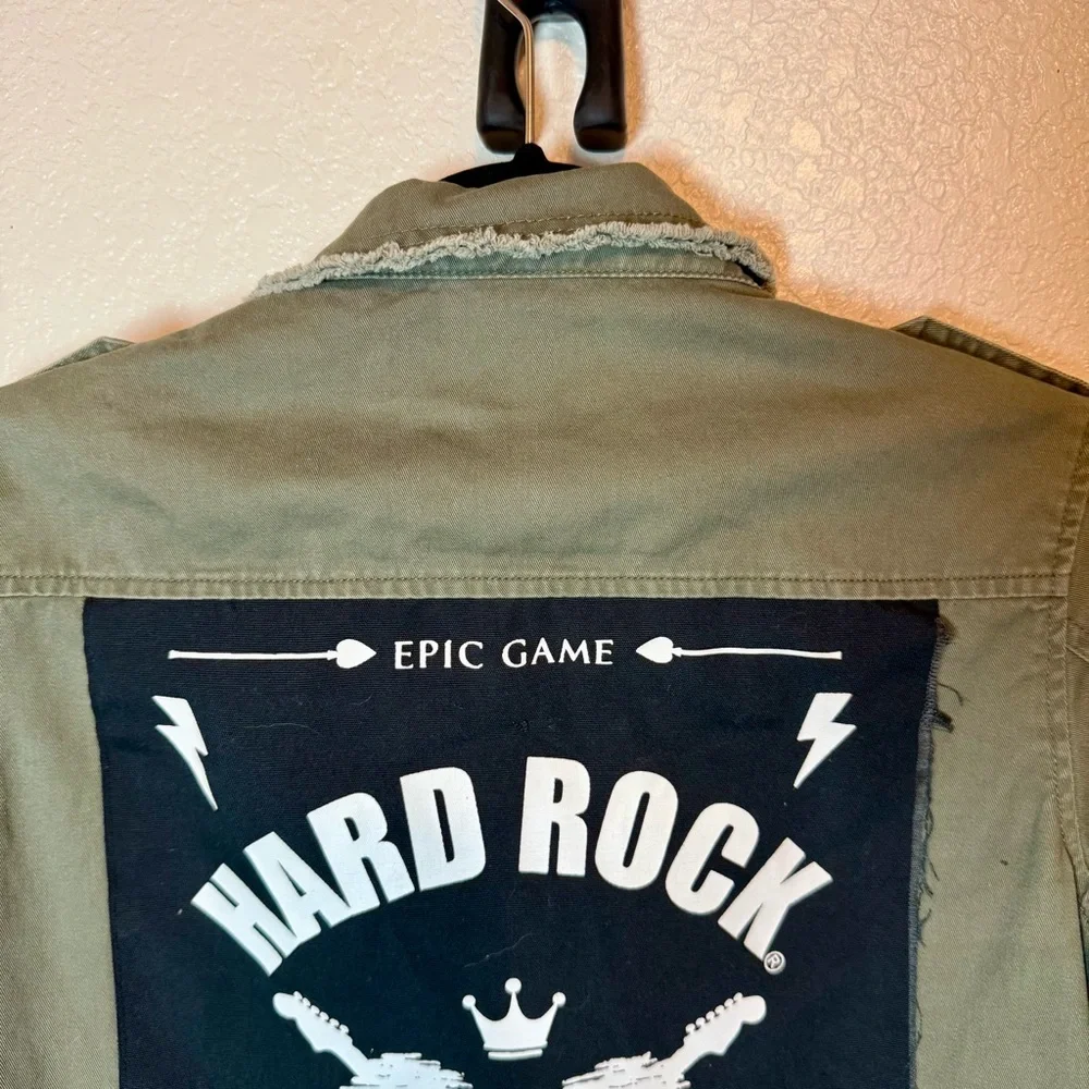 Hard Rock Laura Be Military Army Jacket With Patches Green Size Small